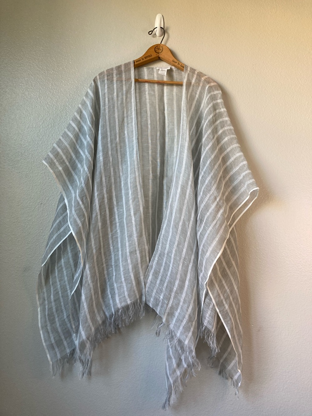 Mer-Sea Linen Wrap Travel Scarf Topper Sheer Stripe Boho Coastal Vacation MS1